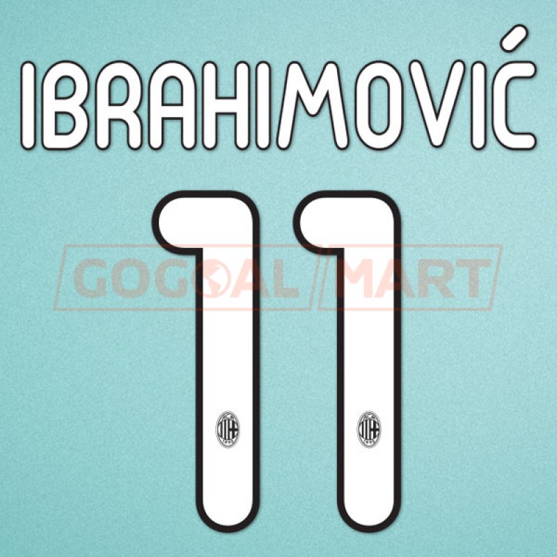 AC Milan 2011-2012 Ibrahimovic #11 Homekit Nameset Printing