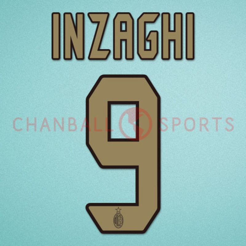 AC Milan 2004-2007 Inzaghi #9 Homekit Nameset Printing