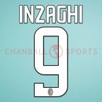 AC Milan 2008-2009 Inzaghi #9 Homekit Nameset Printing