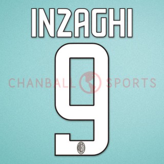 AC Milan 2008-2009 Inzaghi #9 Homekit Nameset Printing