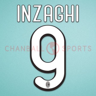 AC Milan 2009-2010 Inzaghi #9 Homekit Nameset Printing