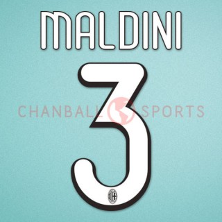 AC Milan 2009-2010 Maldini #3 Homekit Nameset Printing