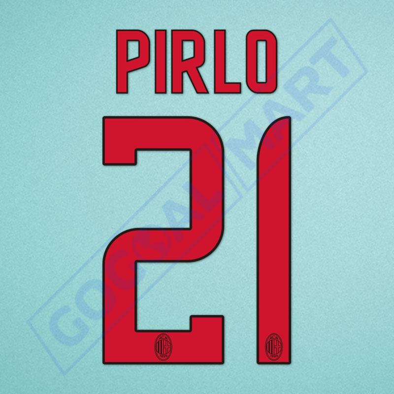 AC Milan 2008-2009 Pirlo #21 Awaykit Nameset Printing