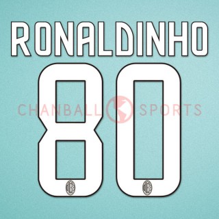 AC Milan 2008-2009 Ronaldinho #80 Homekit Nameset Printing 