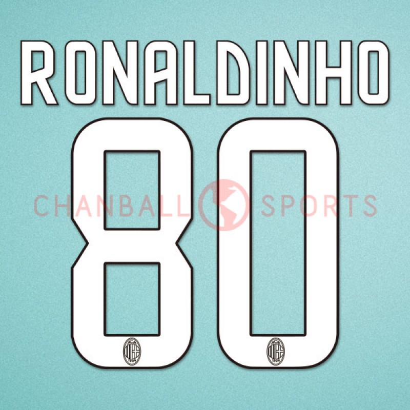 AC Milan 2008-2009 Ronaldinho #80 Homekit Nameset Printing 