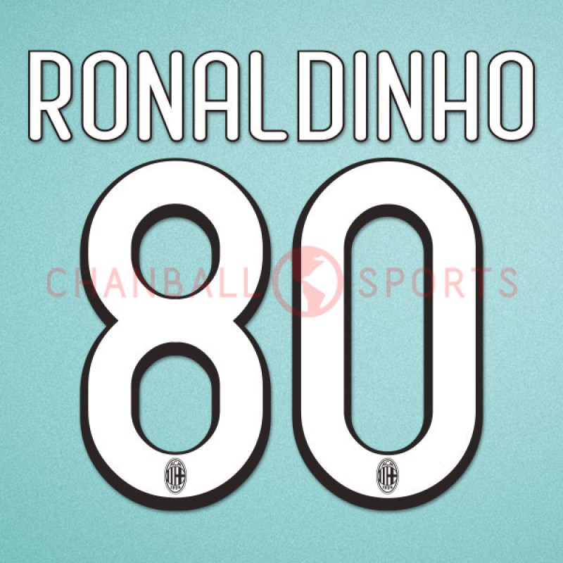 AC Milan 2009-2010 Ronaldinho #80 Homekit Nameset Printing 