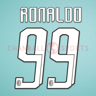 AC Milan 2007-2008 Ronaldo #99 Homekit Nameset Printing