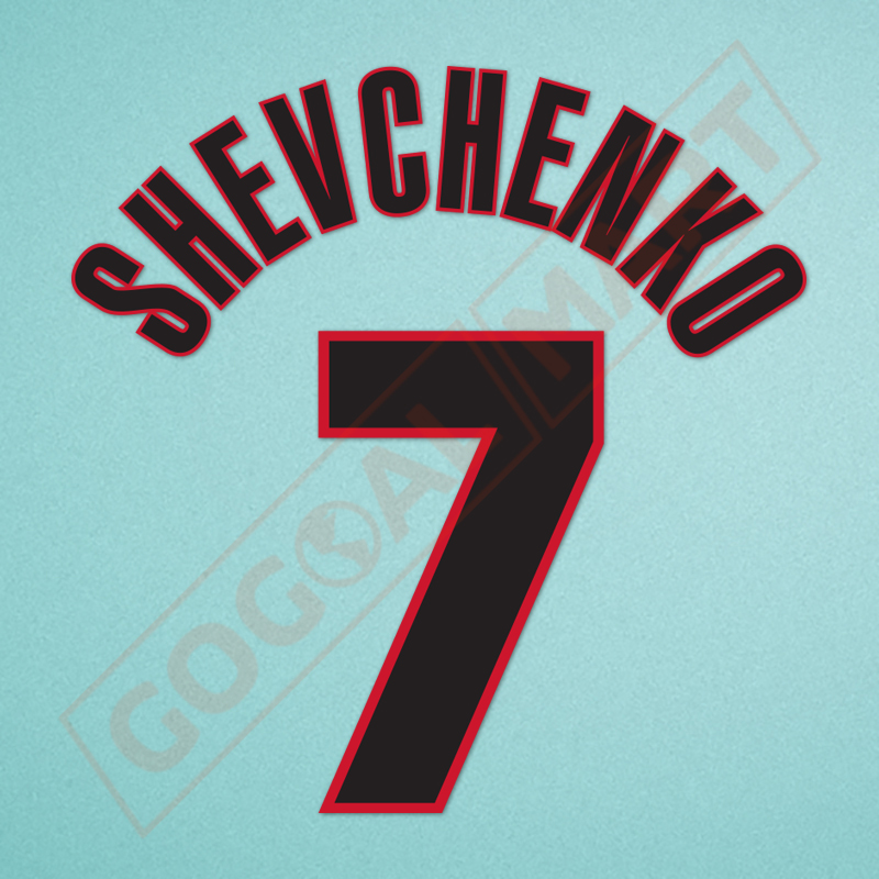 AC Milan 1998-2000 Shevchenko #7 Awaykit Nameset Printing