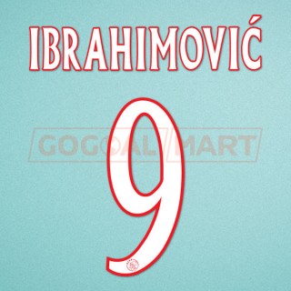 Ajax 2003-2004 Ibrahimovic #9 Homekit Nameset Printing