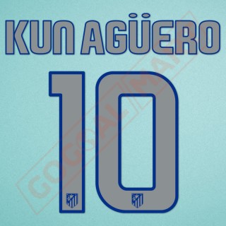 Atletico Madrid 2008-2010 Kun Aguero #10 Awaykit Nameset Printing
