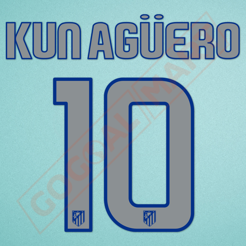 Atletico Madrid 2008-2010 Kun Aguero #10 Awaykit Nameset Printing