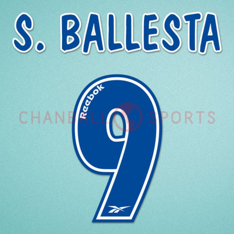 Atletico Madrid 1999-2000 S. Ballesta #9 Homekit Nameset Printing