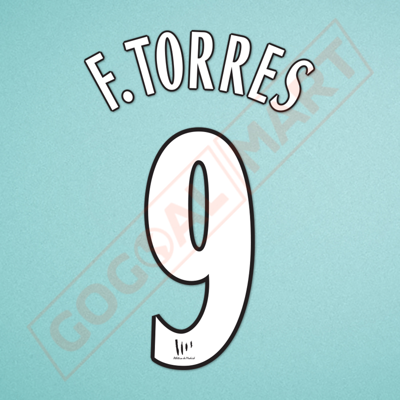 Atletico Madrid 2005-2006 F. Torres #9 Awaykit Nameset Printing