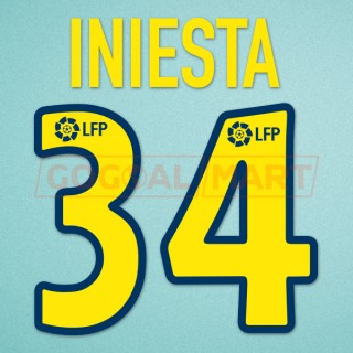 Barcelona 2002-2003 Iniesta #34 Homekit Nameset Printing