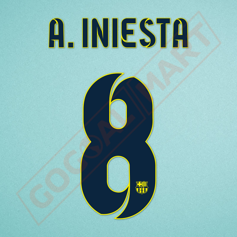Barcelona 2014-2015 A. Iniesta #8 Away/3rd Awaykit Nameset Printing