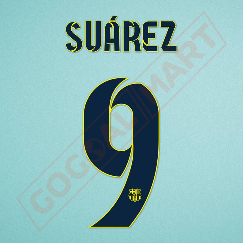 Barcelona 2014-2015 Suarez #9 Away/3rd Awaykit Nameset Printing