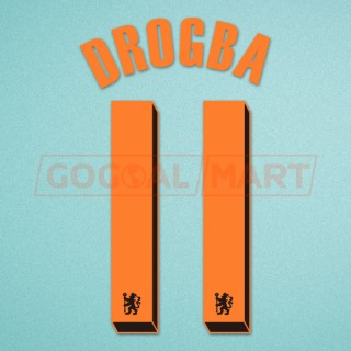 Chelsea 2010-2011 Drogba #11 Champions League Awaykit Nameset 