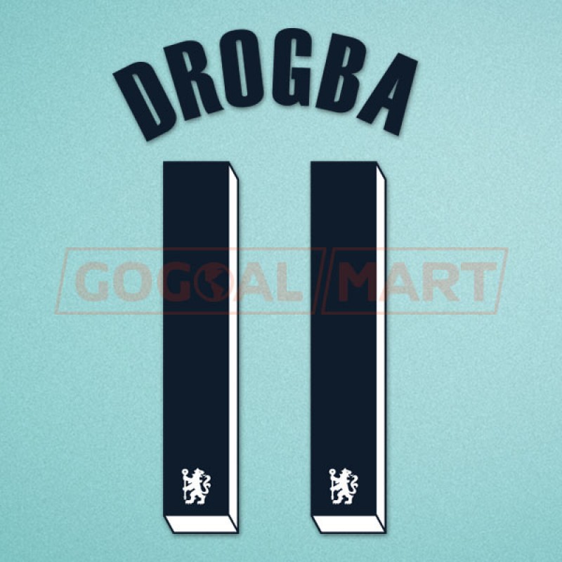 Chelsea 2011-2012 Drogba #11 Champions League Awaykit Nameset 