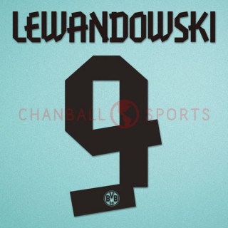 Dortmund 2012-2014 Lewandowski #9 Homekit Nameset Printing