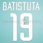 Inter Milan 2002-2004 Batistuta #19 Homekit Nameset Printing