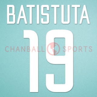 Inter Milan 2002-2004 Batistuta #19 Homekit Nameset Printing