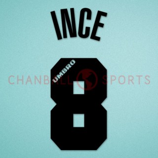 Inter Milan 1996-1997 Ince #8 Awaykit Nameset Printing