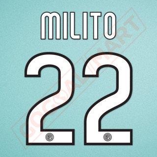 Inter Milan 2009-2011 Milito #22 Homekit Nameset Printing
