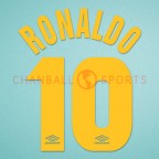 Inter Milan 1997-1998 Ronaldo #10 3rd Awaykit Nameset Printing