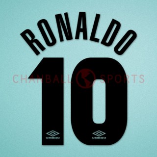 Inter Milan 1997-1998 Ronaldo #10 Awaykit Nameset Printing