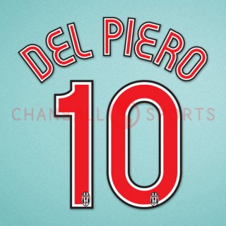Juventus 2007-2008 Del Piero #10 Homekit Nameset Printing 