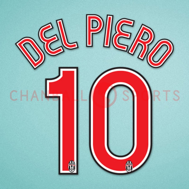 Juventus 2007-2008 Del Piero #10 Homekit Nameset Printing 