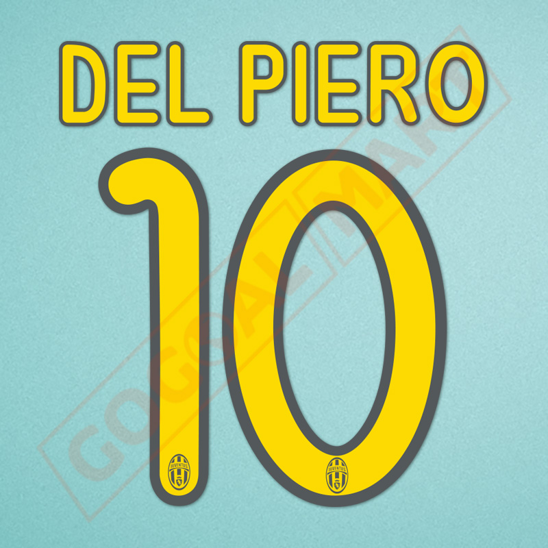 Juventus 2008-2010 Del Piero #10 Homekit Nameset Printing 