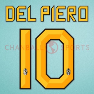 Juventus 2010-2012 Del Piero #10 Homekit Nameset Printing 