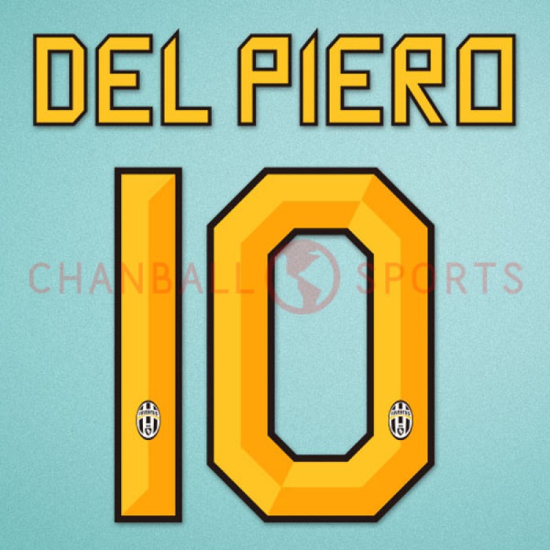 Juventus 2010-2012 Del Piero #10 Homekit Nameset Printing 