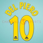 Juventus 1995-1997 Del Piero #10 Awaykit Nameset Printing 
