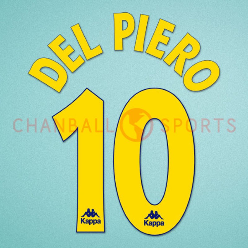 Juventus 1995-1997 Del Piero #10 Awaykit Nameset Printing 