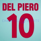 Juventus 1998-1999 Del Piero #10 Homekit Nameset Printing 