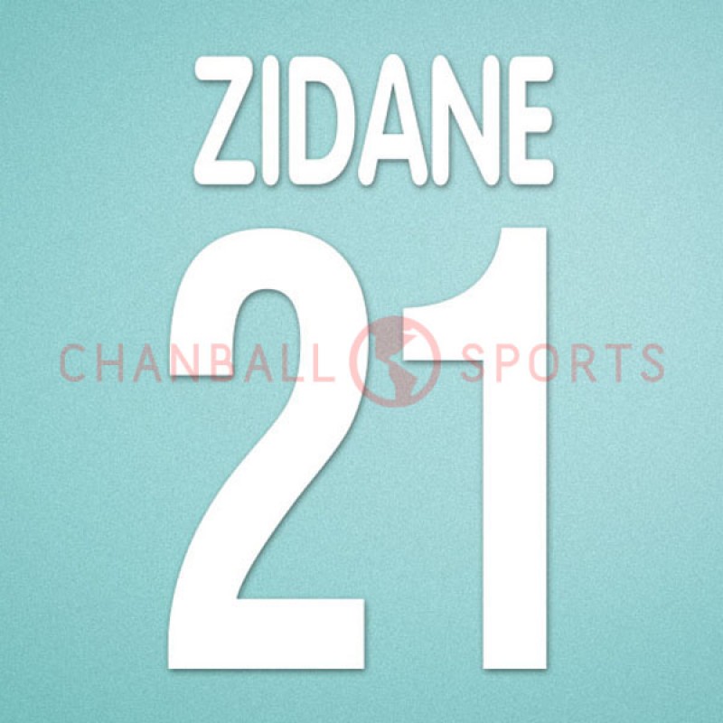 Juventus 2000-2001 Zidane #21 Homekit Nameset Printing 