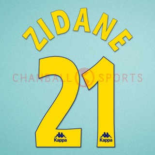 Juventus 1996-1997 Zidane #21 Awaykit Nameset Printing 