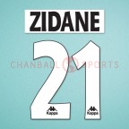 Juventus 1996-1997 Zidane #21 Homekit Nameset Printing 