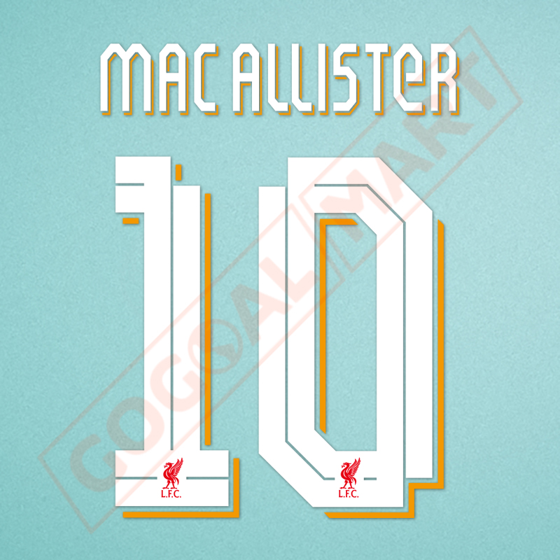 Liverpool 2023-2026 Mac Allister #10 Champions League Homekit Nameset Printing