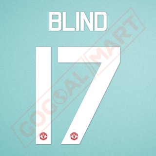 Manchester United 2015-2017 Blind #17 Europa League/F.A. Cup Home/Awaykit Nameset Printing