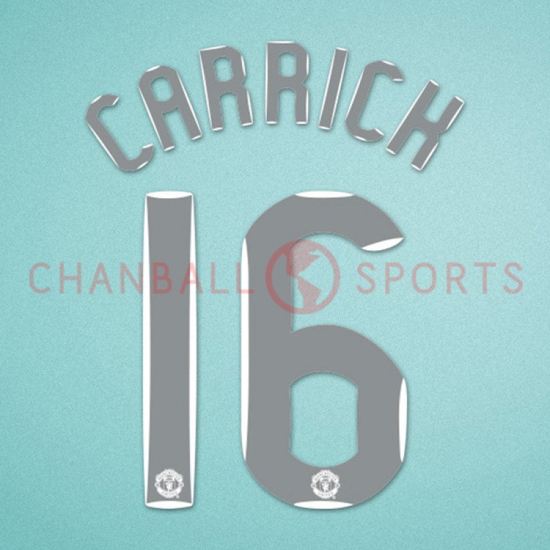 Manchester United 2007-2008 Carrick #16 Champions League Homekit Nameset Printing 