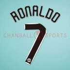 Manchester United 2007-2008 C.Ronaldo #7 Champions League Awaykit Nameset Printing 