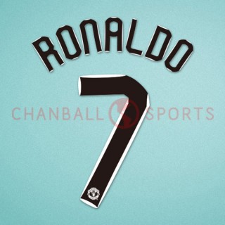 Manchester United 2007-2008 C.Ronaldo #7 Champions League Awaykit Nameset Printing 