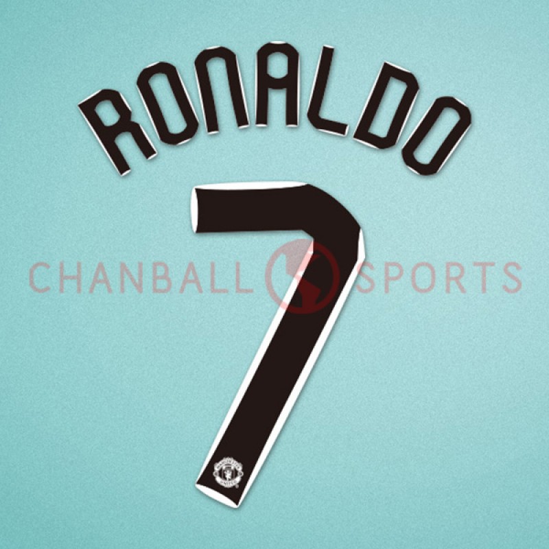 Manchester United 2007-2008 C.Ronaldo #7 Champions League Awaykit Nameset Printing 