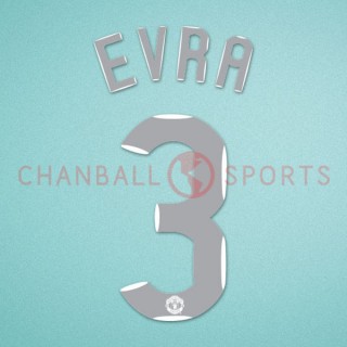 Manchester United 2007-2008 Evra #3 Champions League Homekit Nameset Printing 