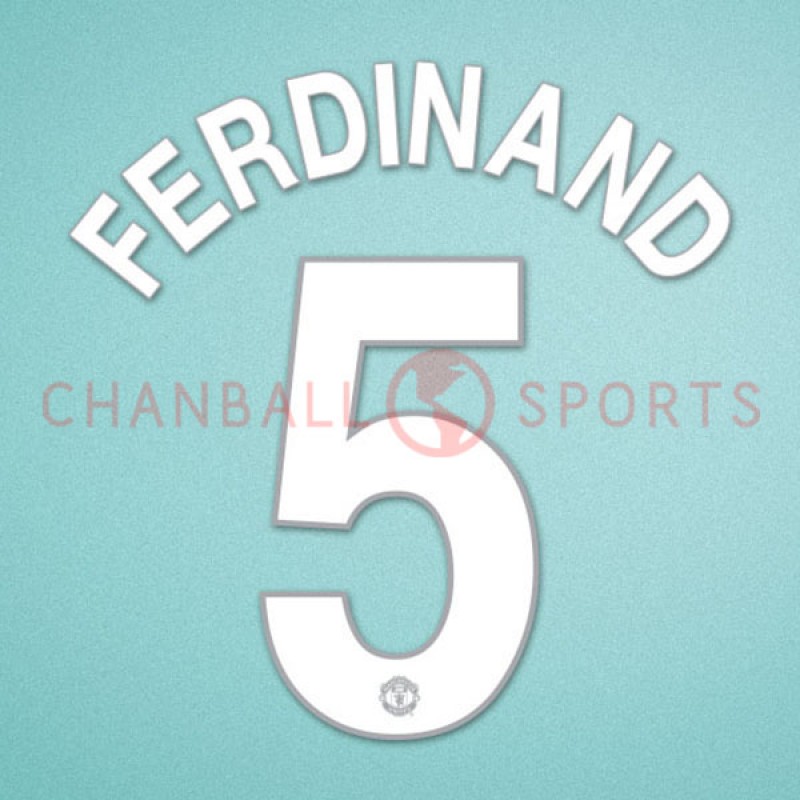 Manchester United 2008-2011 Ferdinand #5 Champions League Homekit Nameset Printing 
