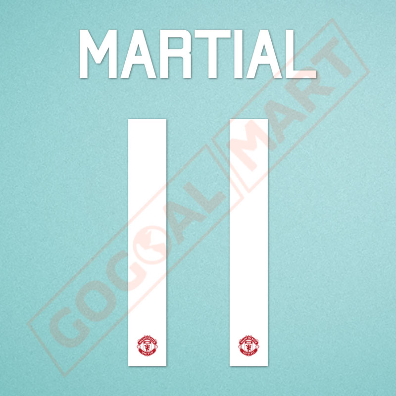 Manchester United 2016-2017 Martial #11 Europa League/F.A. Cup Home/Awaykit Nameset Printing