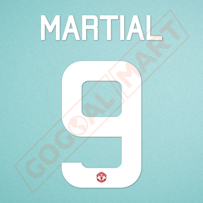 Manchester United 2015-2016 Martial #9 Europa League/F.A. Cup Homekit Nameset Printing